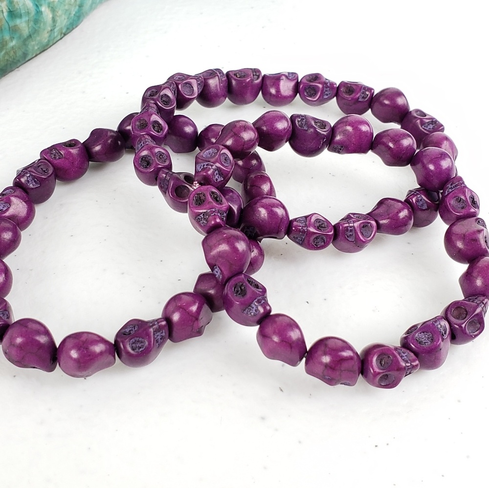 6/$20 Just Like Candy Purple Stone Skull Bracelet